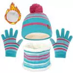 JFAN Cappello a Maglia, Sciarpa e Guanti in Lana per Bambini Unisex