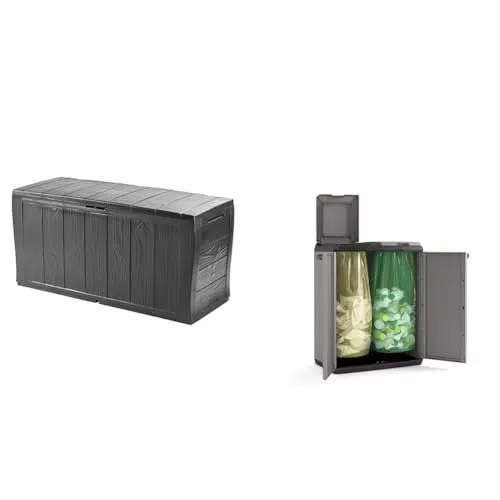 Keter Baule Sherwood in Resina con Ruote - Capacità 270 Lt, 117 x 45 x 57.5 cm