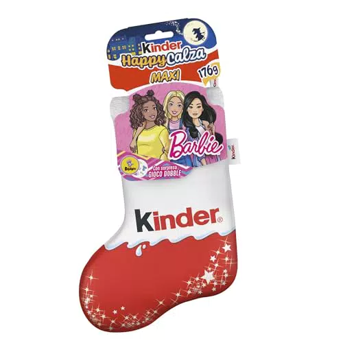 Kinder Calza della Befana Barbie con Snack Dolci al Cioccolato e Dobble