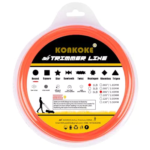 Konkoke Filo Decespugliatore in Nylon 2,4mm per Tagliaerba