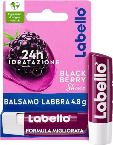 Labello Balsamo Labbra Idratante 24H Aroma Di More con Ingredienti Naturali