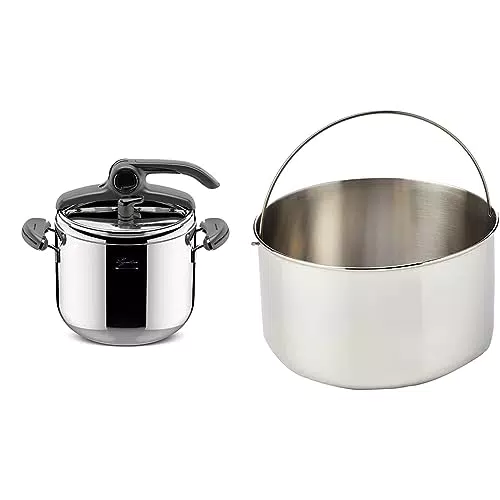 Lagostina Mia Lagoeasy'Up Pentola a Pressione 7 L in Acciaio Inox con Cestello Cuocivapore