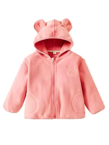 LUVCES Giacca Invernale Bambina in Pile con Cappuccio e Orecchie di Orso