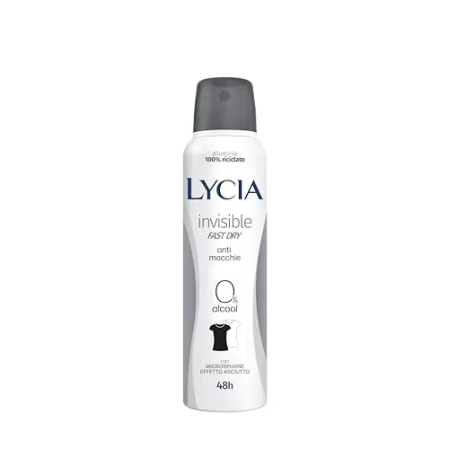 Lycia Deodorante Spray Invisible Anti-Macchie, Efficacia 48 Ore, Effetto Asciutto