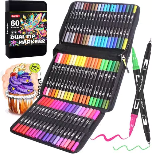 Lyuvie Pennarelli Doppia Punta Brush Pen per Lettering e Disegno Acquerellabile
