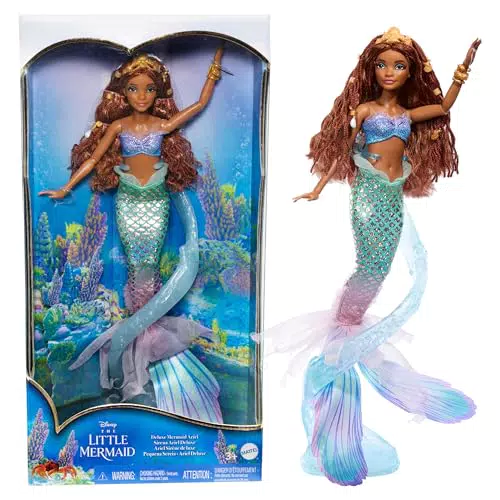 Mattel La Sirenetta - Ariel Sirena Deluxe, bambola con coda iridescente