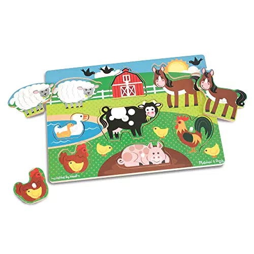 Melissa & Doug Puzzle in legno Fattoria degli Animali per bambini 2-5 anni