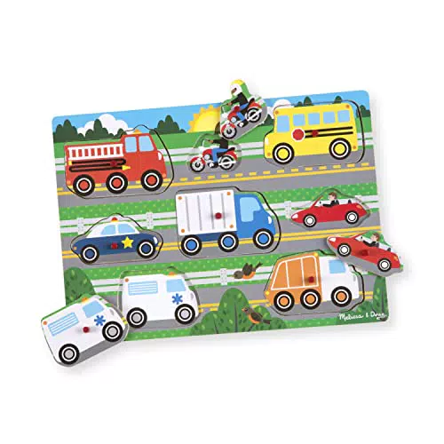Melissa & Doug Puzzle in Legno per Bambini - Gioco a Incastro Veicoli
