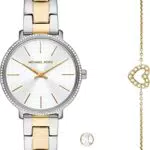 Michael Kors Orologio Pyper da Donna, Movimento a Tre Lancette, Cassa Argentata da 38 mm con Bracciale in lega