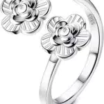 Milacolato Anello a Punta Regolabile in Argento 925 con Zirconia per Donna