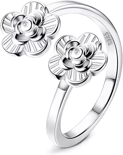 Milacolato Anello a Punta Regolabile in Argento 925 con Zirconia per Donna