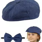 Mintgreen Cappello Vintage Tweed per Bambini con Papillon