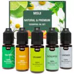 MISIJI Set di oli essenziali per diffusori: lavanda, menta, tea tree, eucalipto, arancio