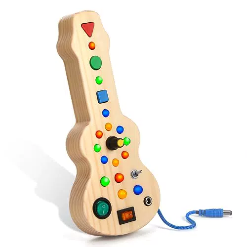 Montessori Guitar Busy Board - Giocattolo educativo in legno per bambini