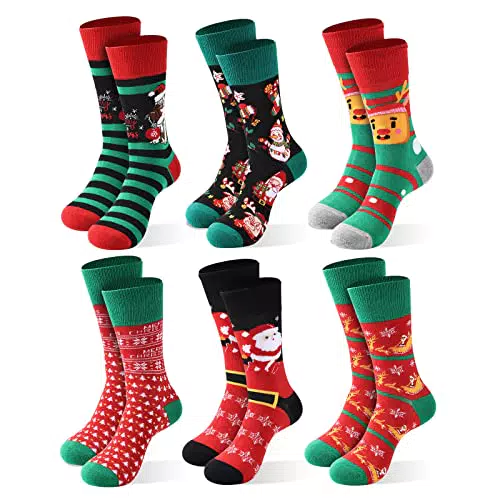 Moonlight Manor Calze di Natale per gli uomini, 6 Pack Mens Calze di Natale