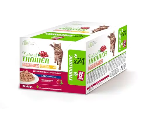 Natural Trainer Cibo Umido per Gatti Adulti - Pollo e Salmone