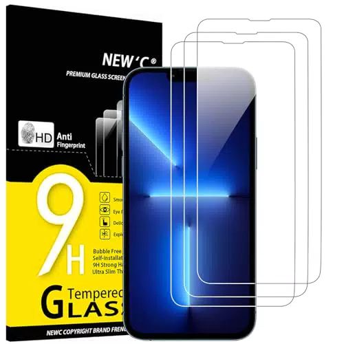 NEW'C Vetro Temperato per iPhone 13 Pro Max e iPhone 14 Plus, Durezza 9H, Ultra Trasparente