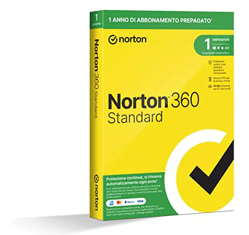 Norton 360 Standard 2024 - Antivirus per 1 dispositivo con rinnovo automatico