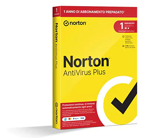 Norton Antivirus Plus 2024 - Licenza 1 anno per PC o Mac con rinnovo automatico