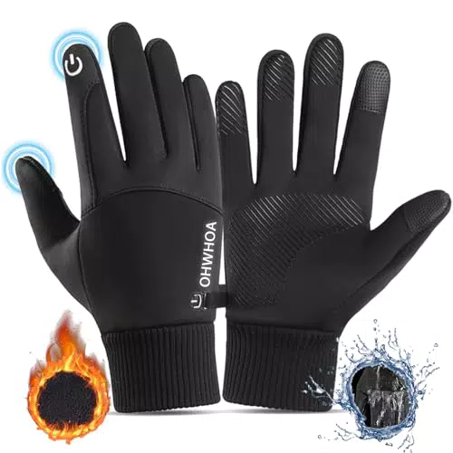 OHWHOA Guanti Invernali Antivento Impermeabili con Touch Screen per Sportivi