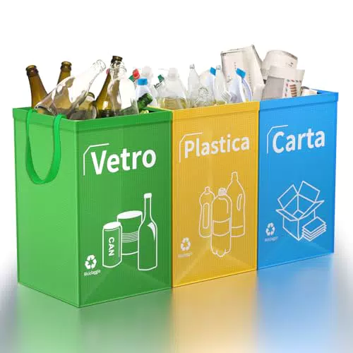 Opret Borse Raccolta Differenziata 30L per Riciclo di Carta, Plastica e Vetro