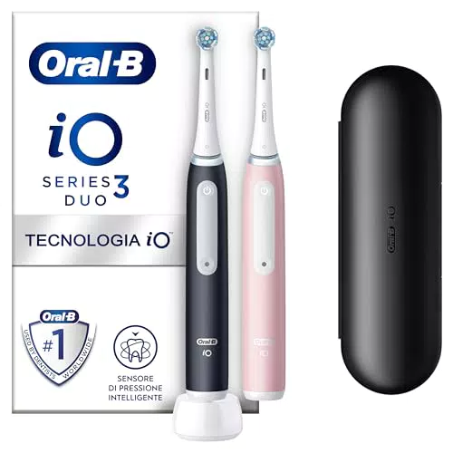 Oral-B Spazzolino Elettrico Ricaricabile iO 3 con Testine di Ricambio e Custodia