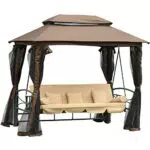 Outsunny Dondolo da Giardino Convertibile in Lettino con Gazebo e Zanzariera