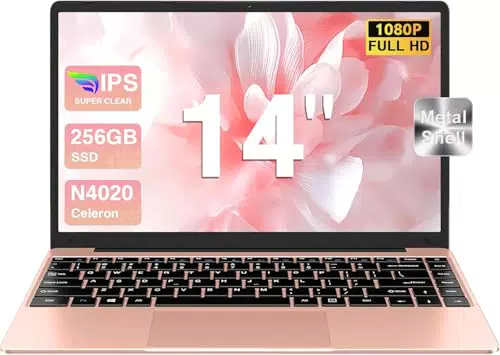 PC Portatile Win 11 Notebook 14" 256GB Espansione 1TB SSD 1080P con Mouse Wireless