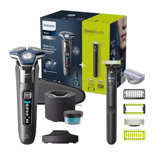 Philips Rasoio Elettrico Wet & Dry Series 7000 con Tecnologia SkinIQ e OneBlade S7887/78