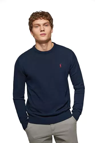 Polo Club Maglione Uomo Basico 100% Cotone con Logo Ricamato