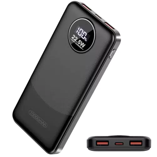 Power Bank 10000mAh con Ricarica Rapida PD 22.5W e Display LED per iPhone e Samsung