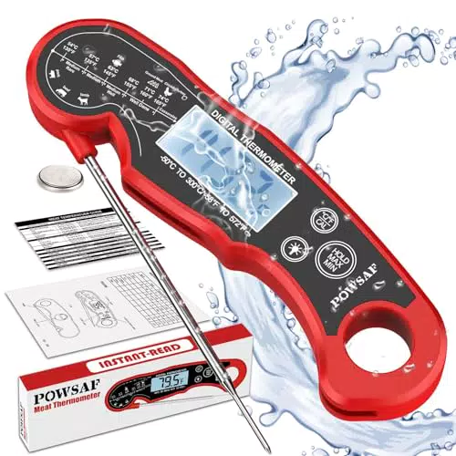 POWSAF Termometro Digitale per Cucina e Barbecue, Lettura Istantanea Impermeabile