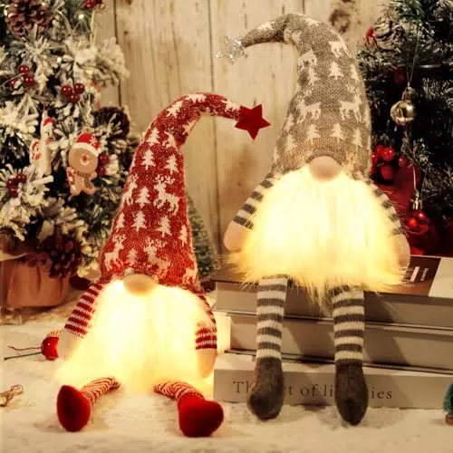 Purpledi Gnomi Natalizi Peluche con Luce LED, Addobbi per Natale