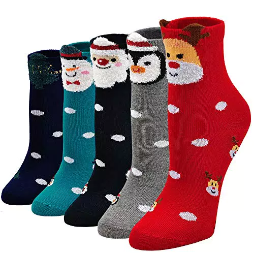 PUTUO Calzini di Natale per Bambini in Cotone, Fantasia Invernale Animali