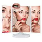 PUVLISZ Specchio cosmetico con 22 luci LED, ingrandimento 2x e 3x, rotazione 180°