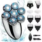 Bestcool Rasoio Elettrico 7D Impermeabile 5-in-1 per Barba e Testa Calva