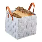 Relaxdays Cestino in Feltro Intrecciato Portaoggetti Pieghevole con Impugnature