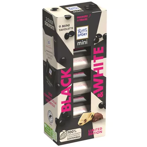 RITTER SPORT Mini Tower - Tavolette di Cioccolato al Latte e Bianco con Liquirizia