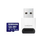 Samsung Scheda MicroSD PRO Plus 128GB UHS-I U3 Fino a 180 MB/s con Lettore USB