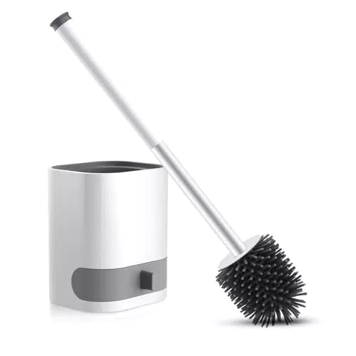 Brand - Scopino WC Sospeso in Silicone con Supporto Rimovibile e Gancio Adesivo