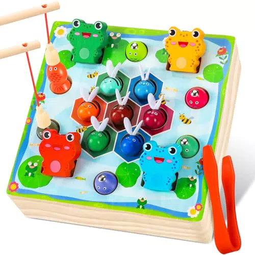 Seagoal Giochi Montessori per Bambini 2-5 Anni - Giochi di Pesca in Legno