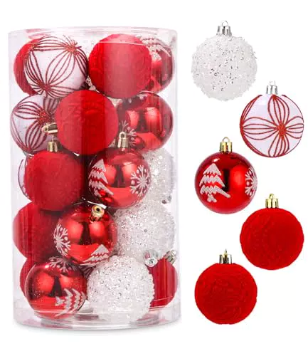 SOBEAU Palline di Natale in Plastica per Decorazioni Albero di Natale