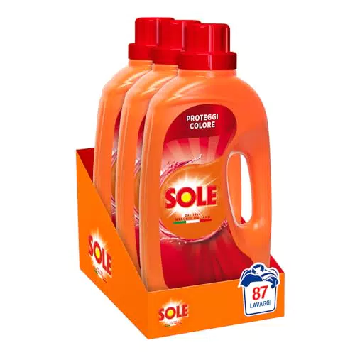 Sole Detersivo Lavatrice Liquido Igienizzante, 87 Lavaggi, Rimuove Macchie