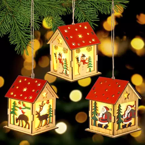 Sosayet Decorazioni Natalizie in Legno con Luce LED per Addobbi Festivi
