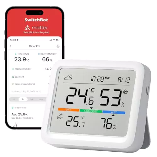 SwitchBot Termometro e Igrometro Bluetooth con Monitoraggio Temperatura e Umidità