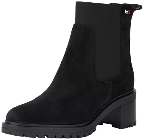 Tommy Hilfiger Stivaletti Chelsea Mid Heel in Pelle Scamosciata per Donna