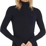 Tommy Hilfiger Pullover Donna Slim Rib Roll-Neck Collo Alto