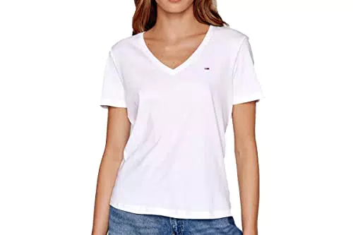 Tommy Hilfiger Tjw Slim Soft V Neck Tee - Top in Maglia a Maniche Corte Donna