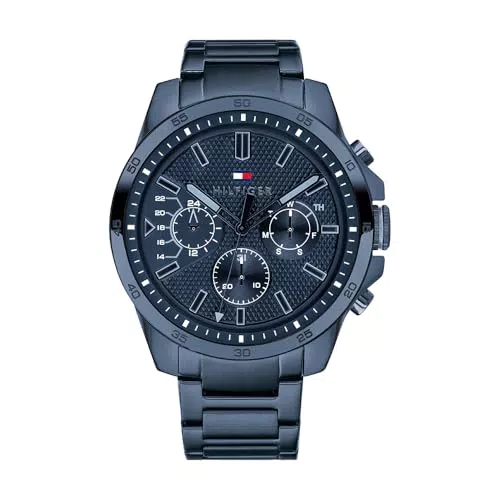 Tommy Hilfiger Orologio Analogico Multifunzione al Quarzo da Uomo con Cinturino in Silicone Blu - 1791349