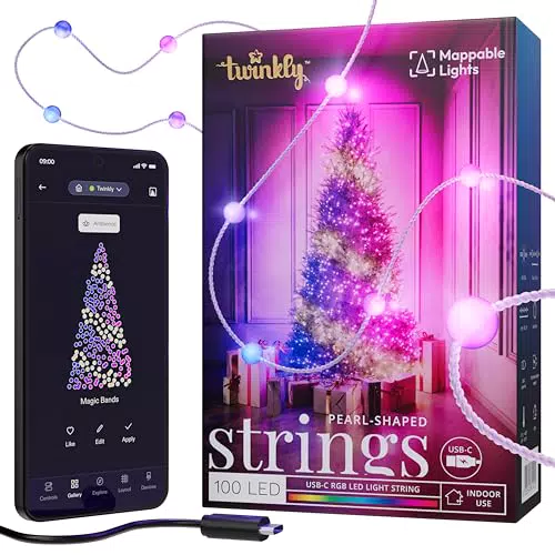 Twinkly Striscia Luci LED a Forma di Perla, Compatibile con Alexa e Google Home
